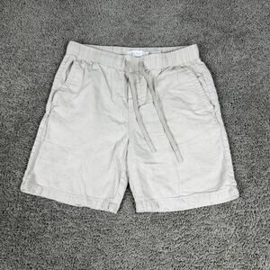 Porter & Ash Shorts Mens Medium Beige Linen Blend Drawstring Elastic Waist